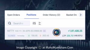 Rahul Deshmukh's ₹1,81,406 profit in Nifty 50 using the iIntradayMaster™ strategy – 103 points gained on AngelOne platform
