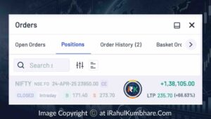 Sneha Sharma's ₹1,38,105 profit in Nifty 50 using the iIntradayMaster™ strategy – 102 points gained on AngelOne platform